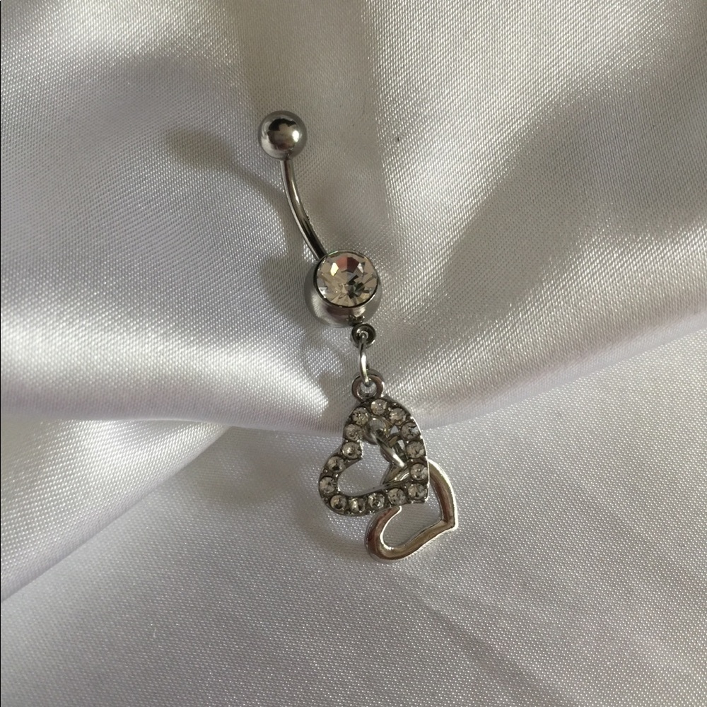 END OF SUMMER SALE Double Heart Crystal Belly Ring